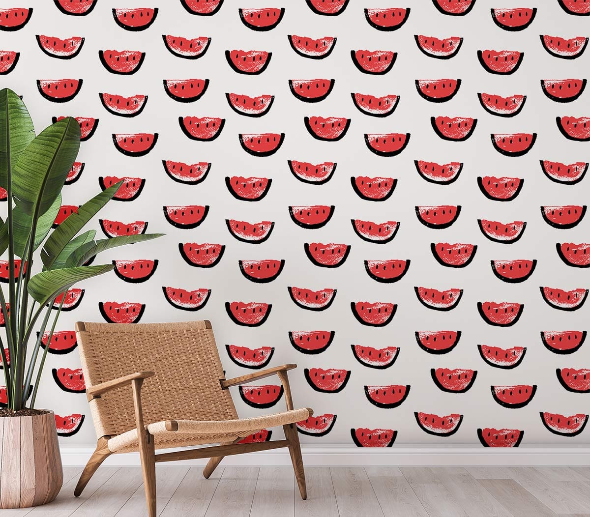 painted Watermelon Wallpaper Mural for hallway decor