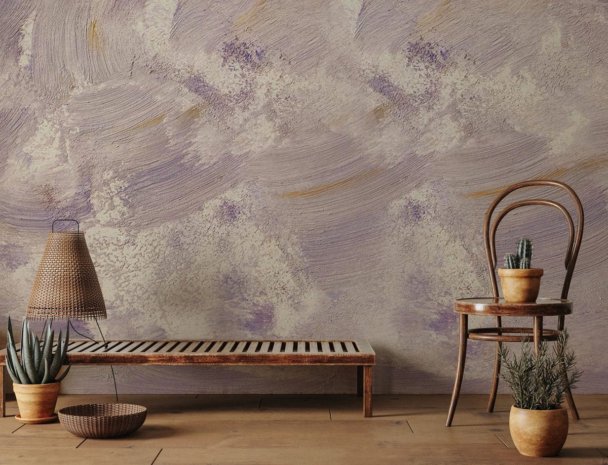 Abstract Watercolor Lavender Brush Mural Wallpaper