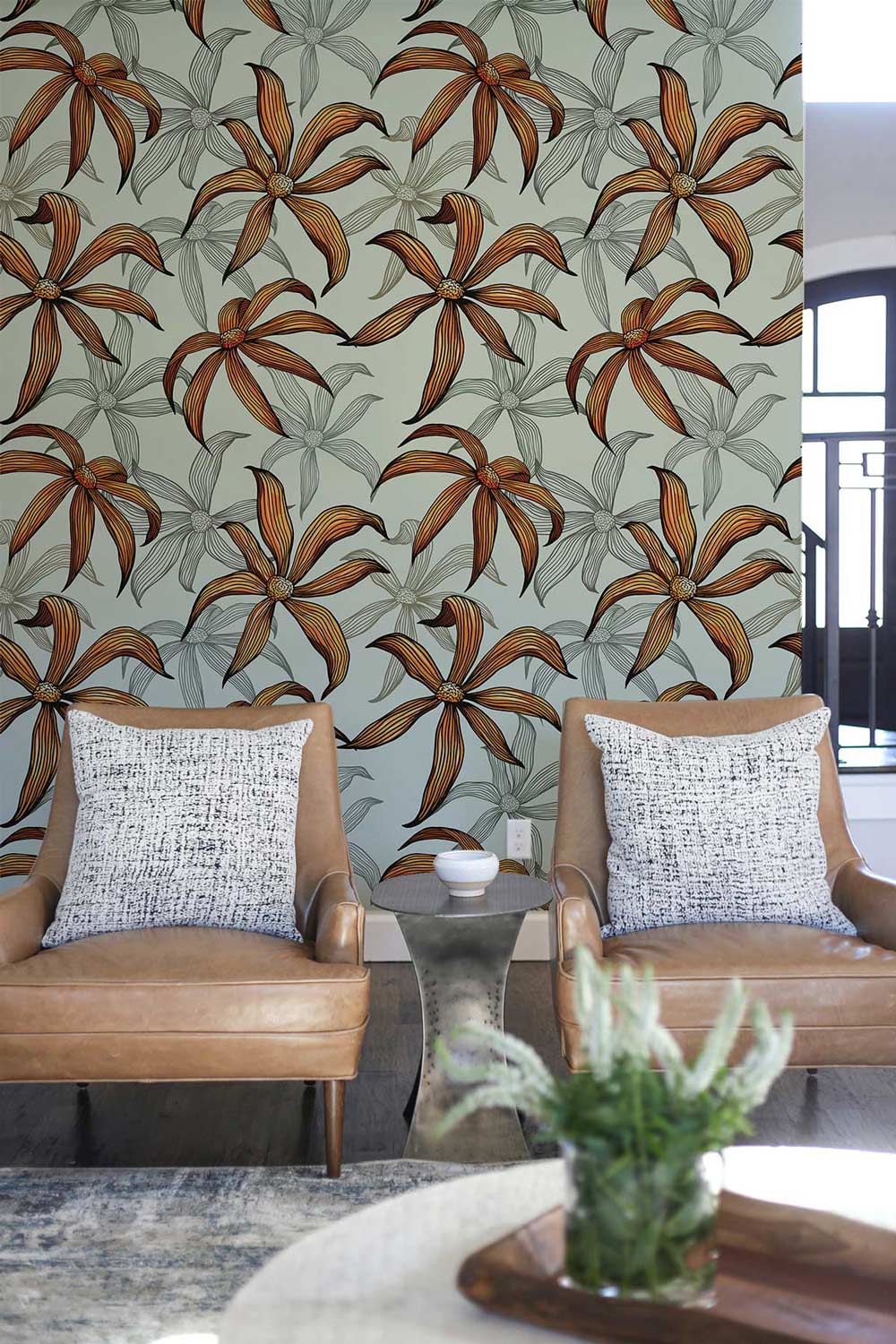 custom waving flowers wallpaper mural for living room decor