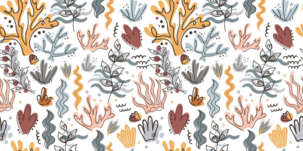 colorful waving seaweeds wallpaper mural for room decor