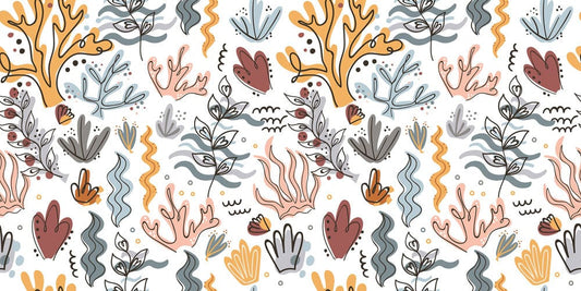 colorful waving seaweeds wallpaper mural for room decor