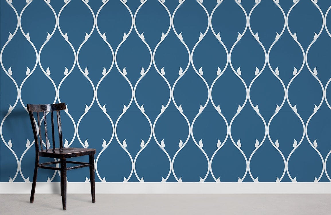 Wavy Lines Pattern Wall Mural Room