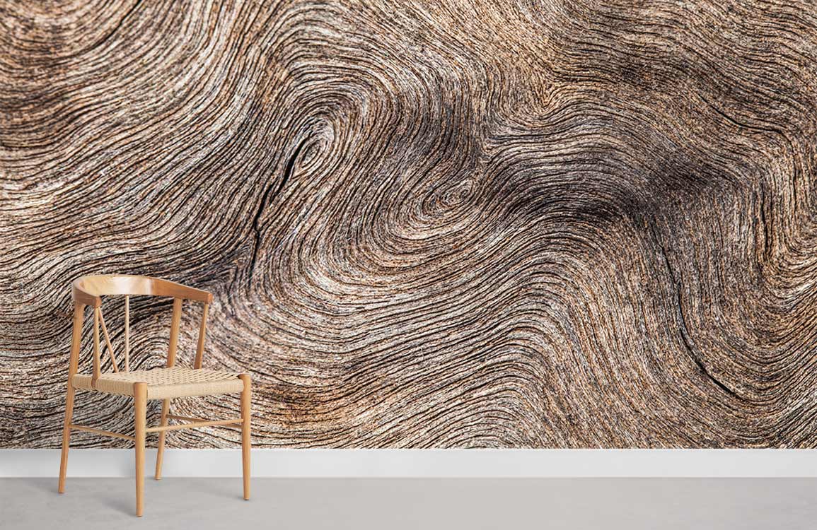 Wavy Wood Grain Brown Wallpaper Art Decpr