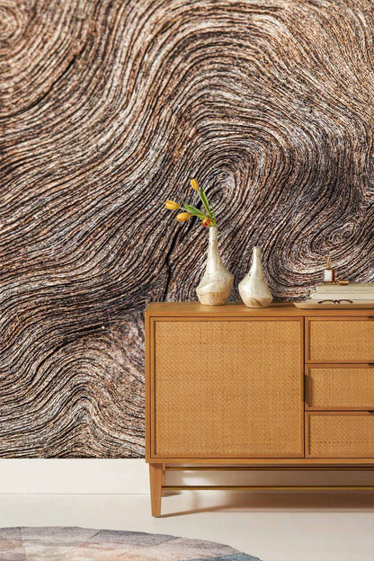 Wavy Wood Grain Custom Wallpaper for Room Interior