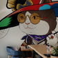 Wallpaper mural featuring a chic cat dressed for the occasion, ideal for use in restaurants.