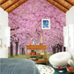 blooming sakura trees beautified the path floral wall mural art
