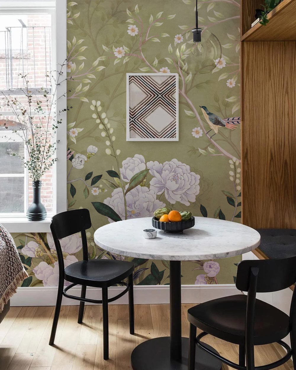 wall murals with fresh flowers and beautiful birds for a relaxing environment