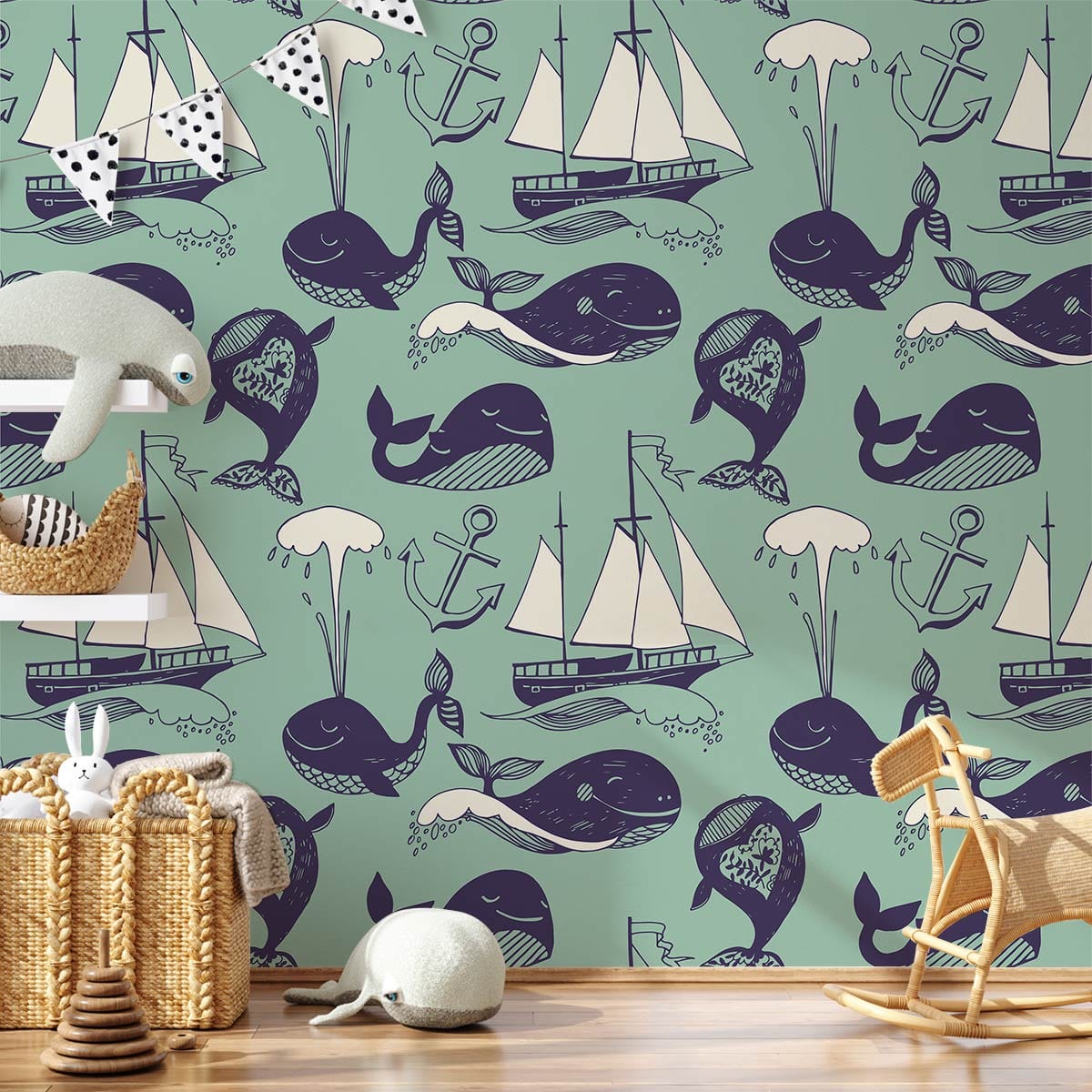 Whale and Navigation Nursery Room Home Interior Decor