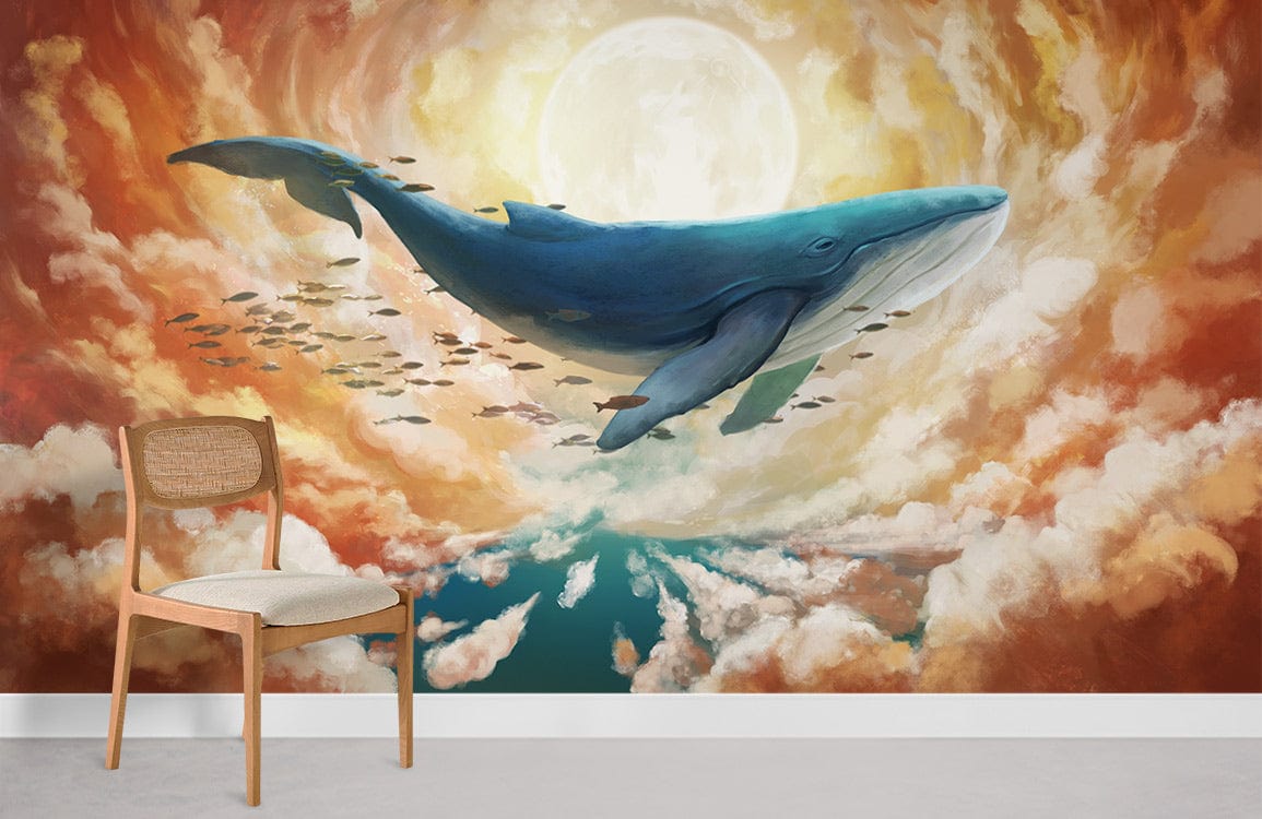 Surreal Whale Sunset Ocean Mural Wallpaper