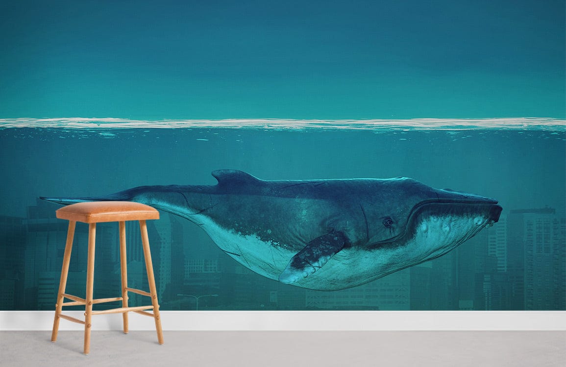 Whale in Ocean City Wallpaper For Room