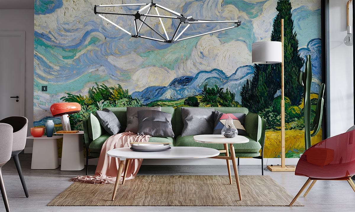 Clouds & cornield oil painting Wallpaper Mural for living room
