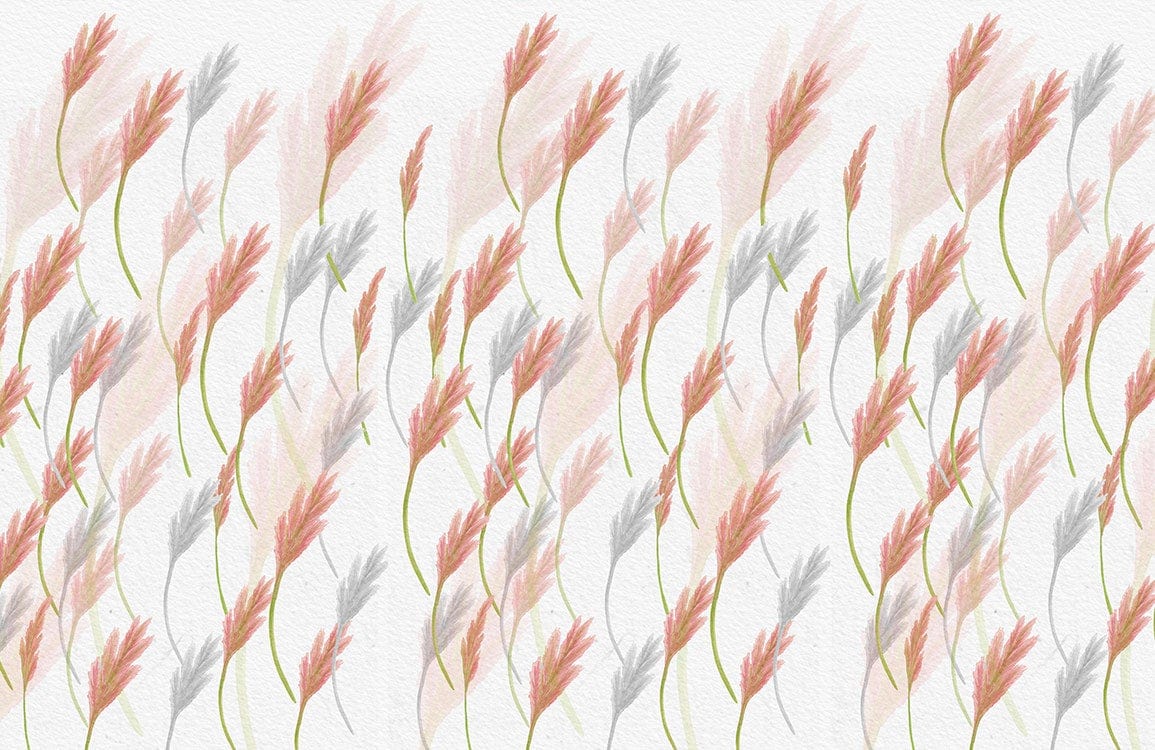 Pastel Botanical Patterned Mural Wallpaper