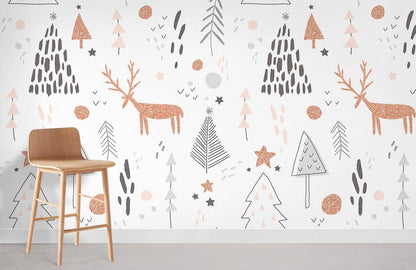 Whimsical Deer Animal Wallpaper For Room