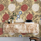 Blossoms in White and Red on a Wallpaper Mural for Home Decoration