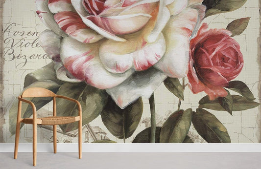 Vintage Floral Rose Elegant Mural Wallpaper