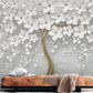 Wallpaper mural with white blossom petals for the wall