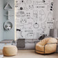 sketched cats animal wallpaper mural for living room decor