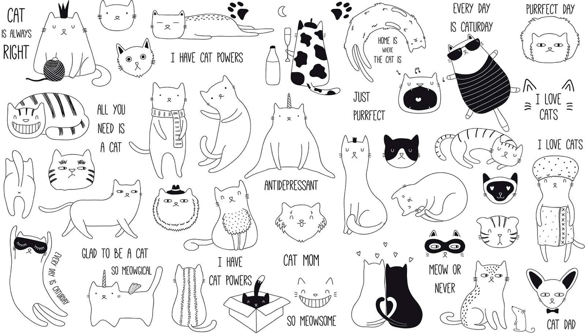 Murale di Arte Doodle di Gatto Fantasioso