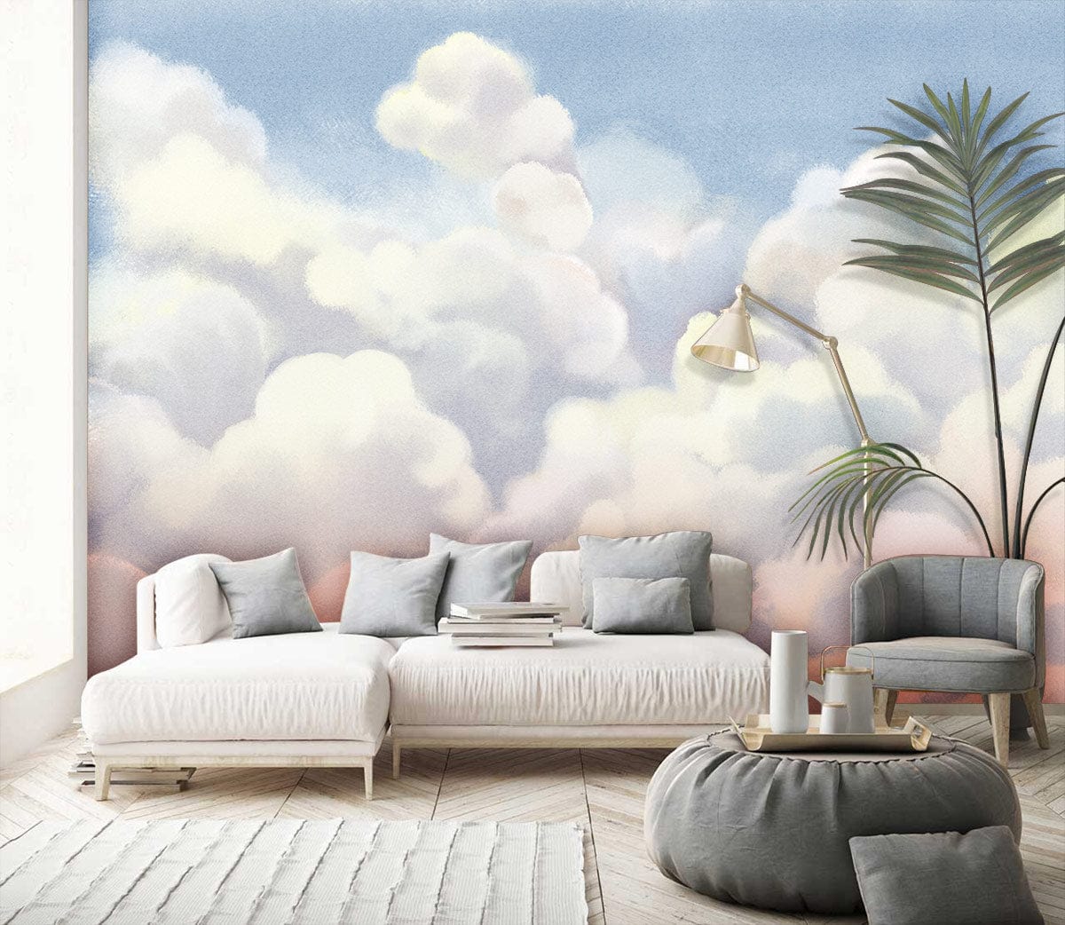 Ombre Clouds Landscape Wallpaper Mural Home Interior Decor