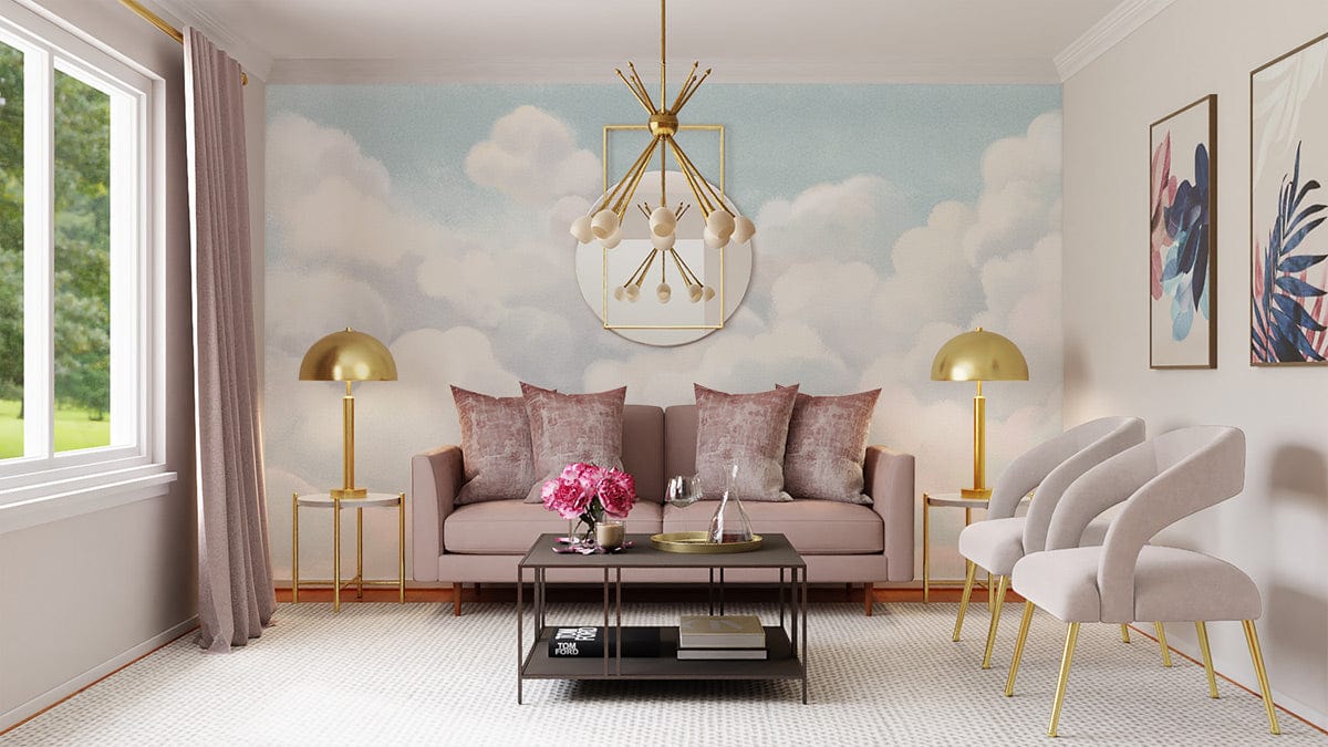White Clouds Wallpaper Mural Home Interior Decor