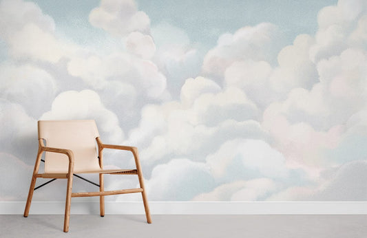 White Clouds Natural Landscape Mural Room Decoration Idea