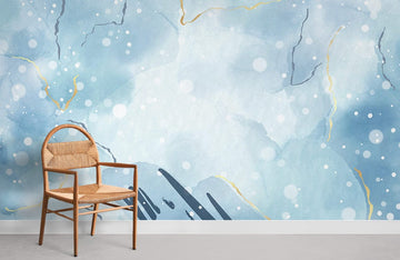 Abstract Blue Watercolor Marble Mural Wallpaper