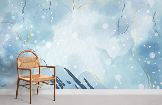 Blue Abstract Watercolour Wallpaper Mural for Room decor