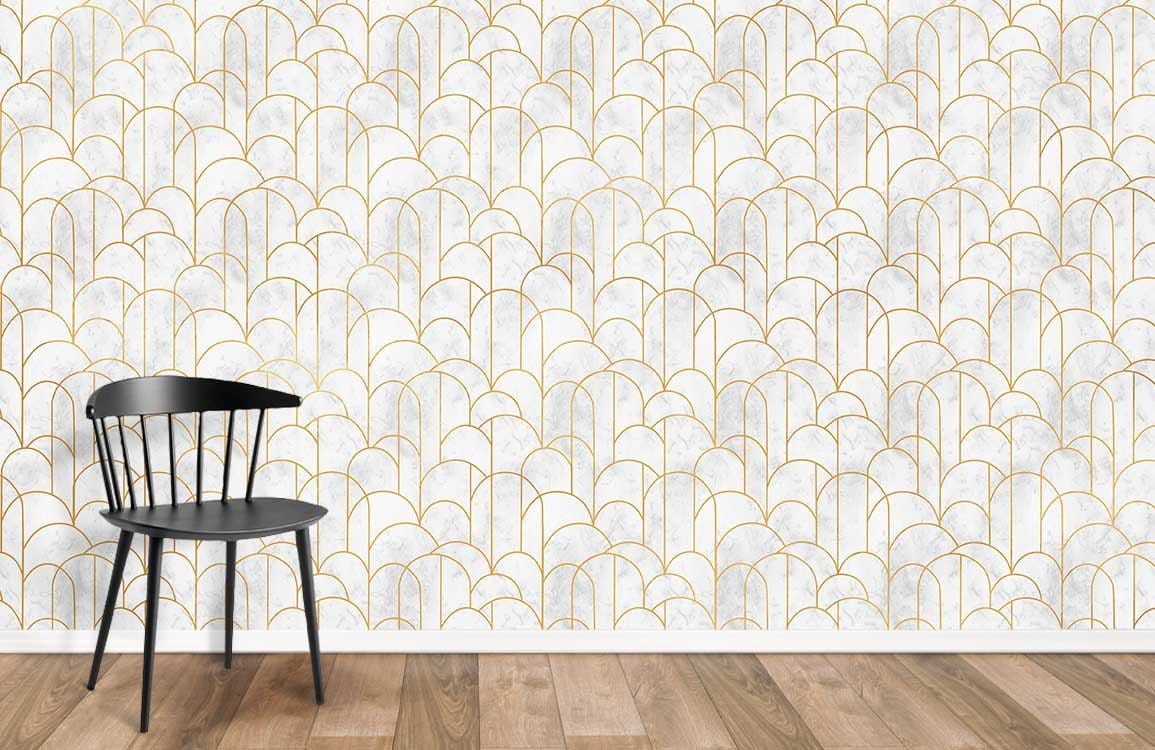 Elegant Gold Arch Geometric Mural Wallpaper