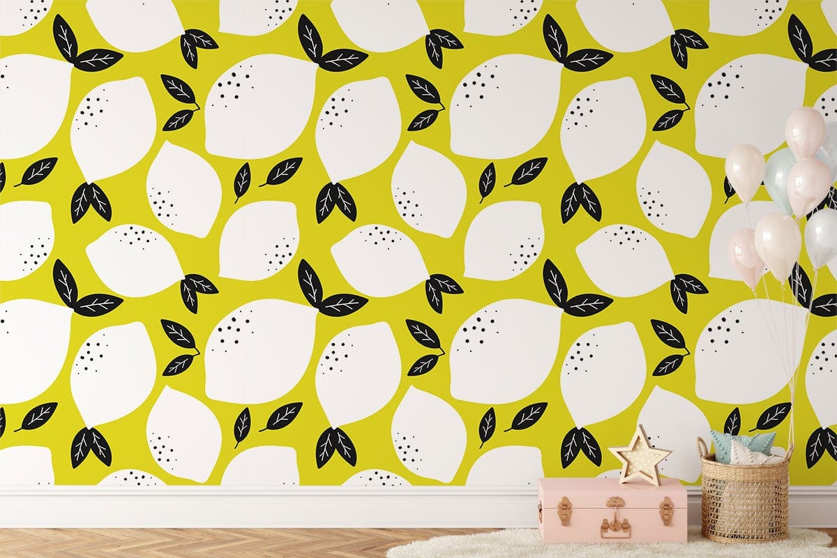 white Lemon fruit Wallpaper mural for hallway