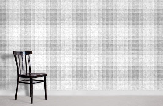 Room adorned with a White Mosaic Wallpaper Mural