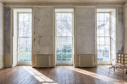white mottled wallpaper murla corridor decor idea
