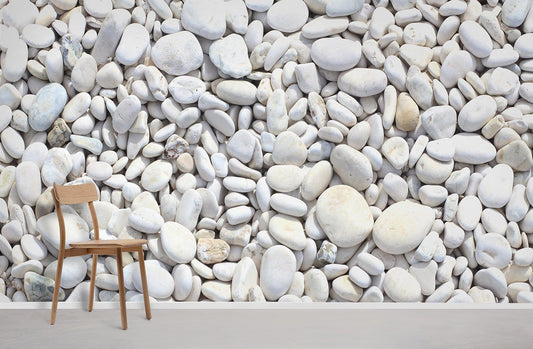 Home Decoration Featuring a White Pebbles Wallpaper Mural