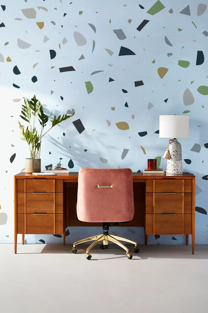 Home Office Wallpaper Mural Featuring a Mini Chips and Marble Pattern