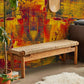 Decorate your hallway with a mural including wild colours of paint and wallpaper.