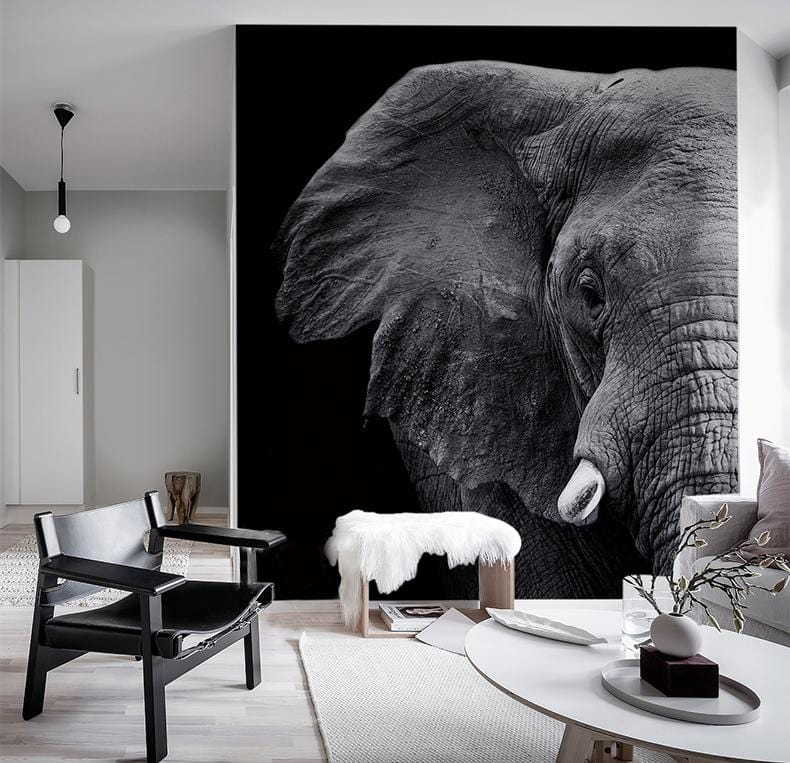 Wild Elephants wallpaper interior design art