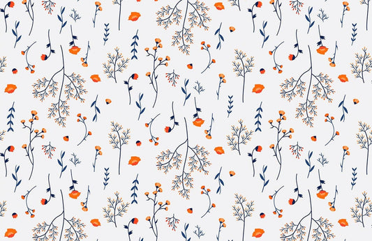 Wild Flowers Pattern Wallpaper Home Decor