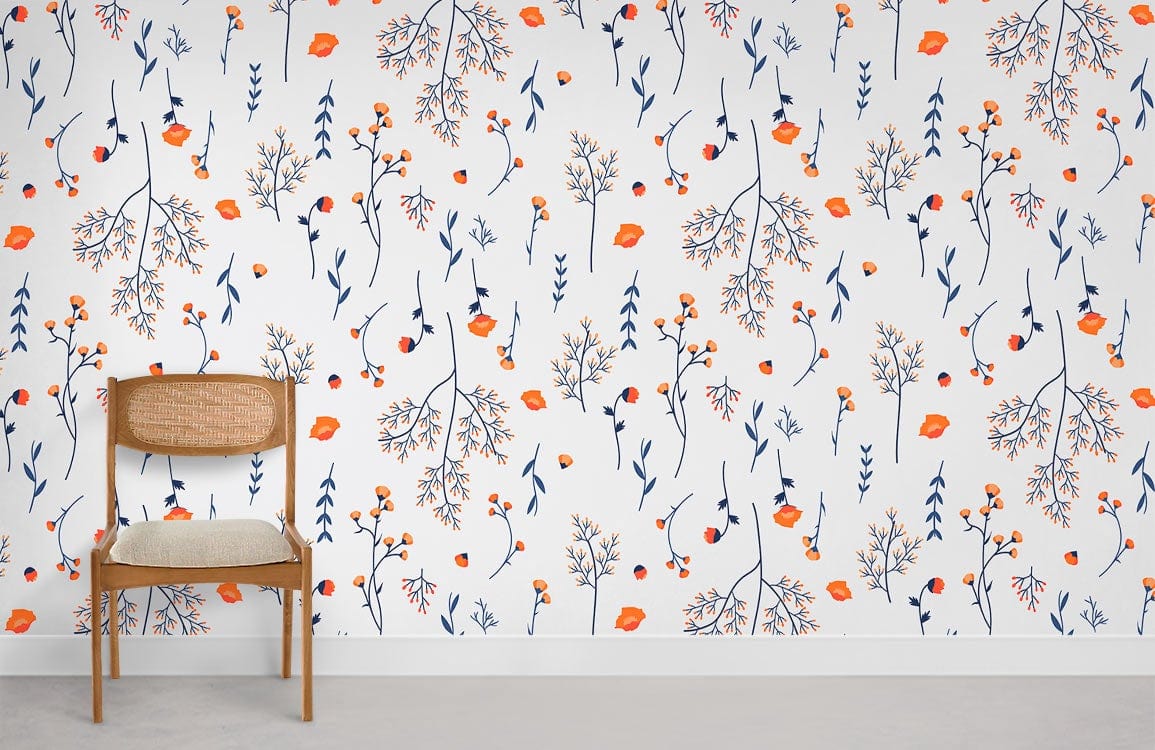 Wild Flowers Pattern Wall Mural Room