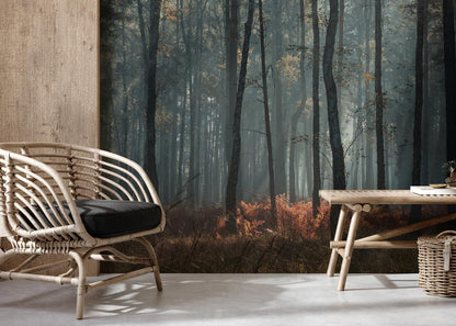 wallpaer lounge with a view of the forest trees