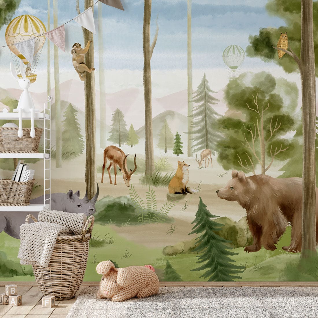 Animals in a Forest Mural Wall Decal for a Child's Room