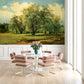 Wallpaper mural featuring willows illuminated by the sun, perfect for decorating the dining room.