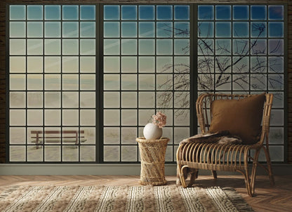 Window Mural Wallpaper with a Desert Theme for the Hallway Decor