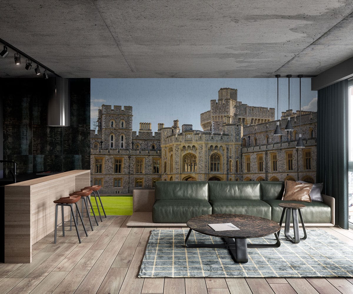 Wallpaper mural with a scene of Windsor Castle, perfect for decorating a dining room.