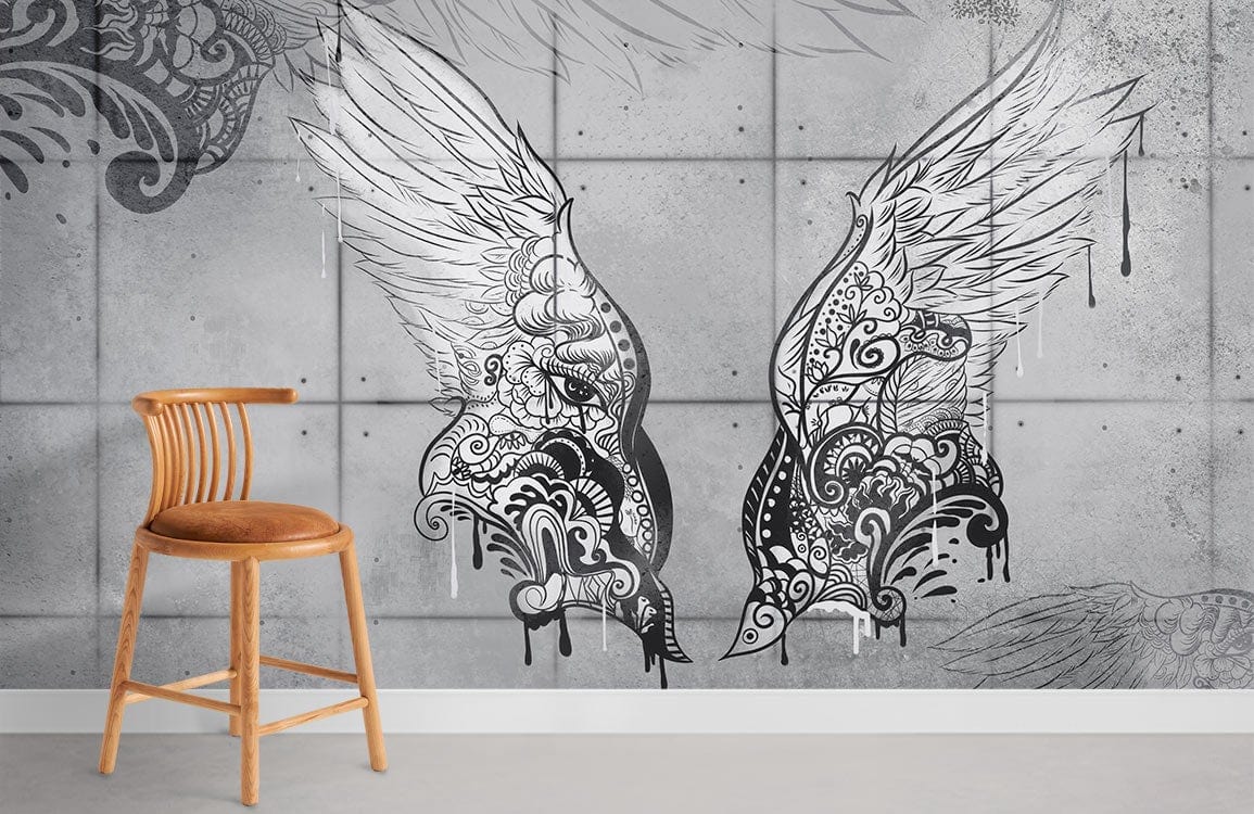 Elegant Phoenix Graffiti Art Mural Wallpaper