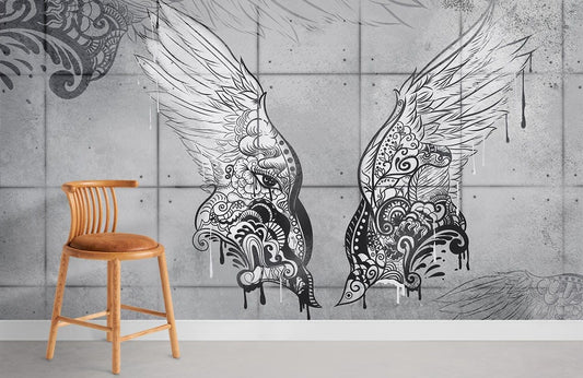 Elegant Phoenix Graffiti Art Mural Wallpaper