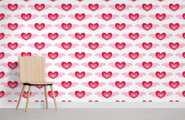 Charming Pink Heart Pattern Mural Wallpaper