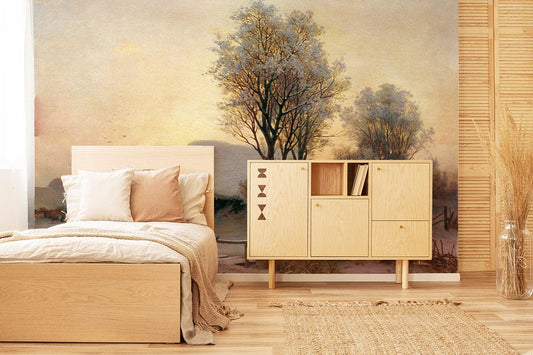 winter evening wall mural bedroom decoration