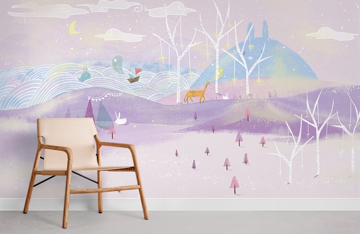 Purple Winter Landscape Wall Mural Room