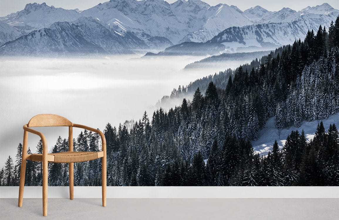 Mountain in Winter Landscape Wallpaper For Home Decor