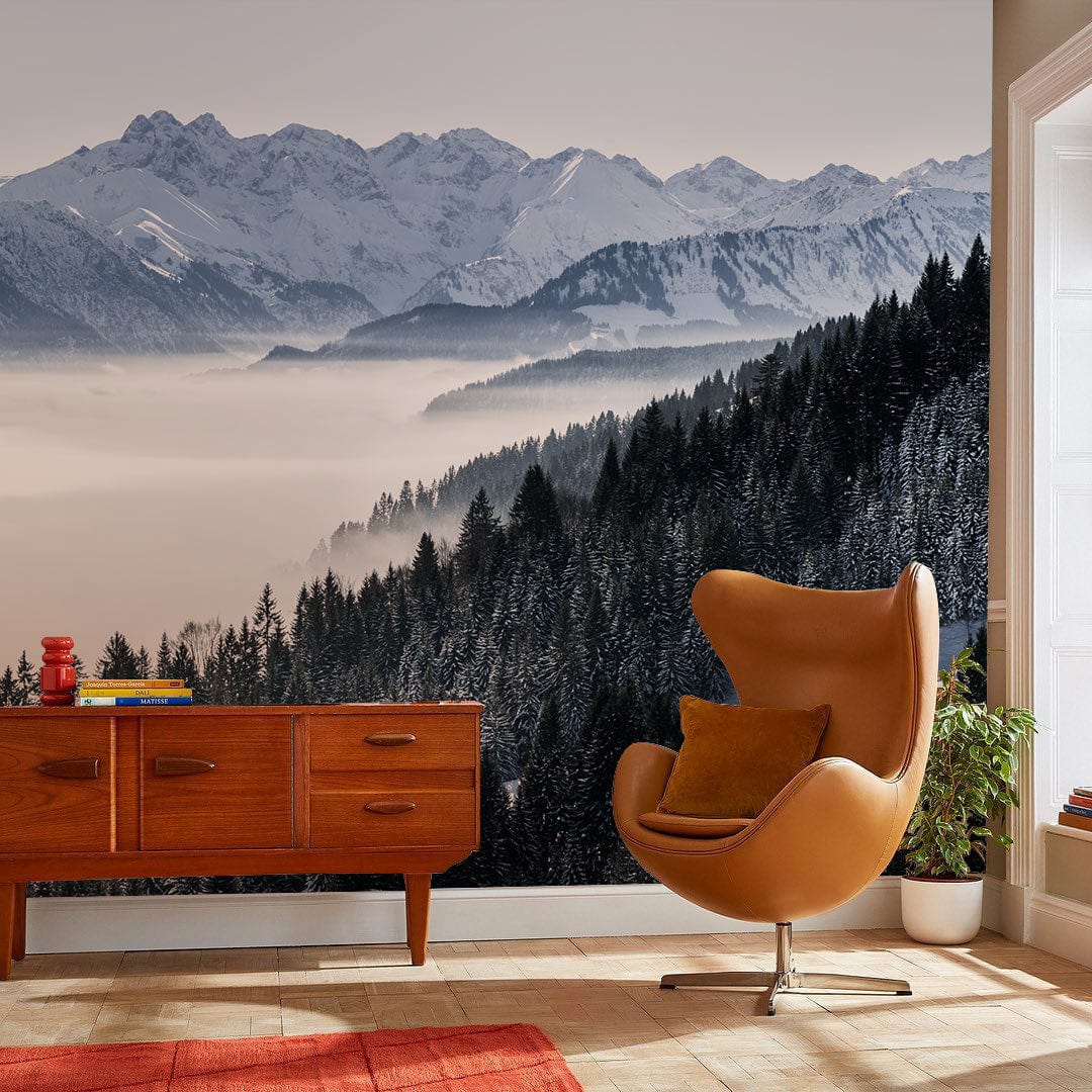 Mountain in Winter Landscape Wallpaper Art Interior