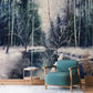 winter landscape wall mural lounge interior decoration